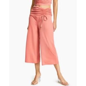 INC High Rise Cinched Peach Cropped Wide Leg Jersey Pant - M
